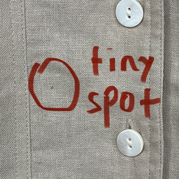 Coldwater Creek Top Women Size 1X Beige Pocket Collared Linen Rayon Camp - Picture 3 of 10